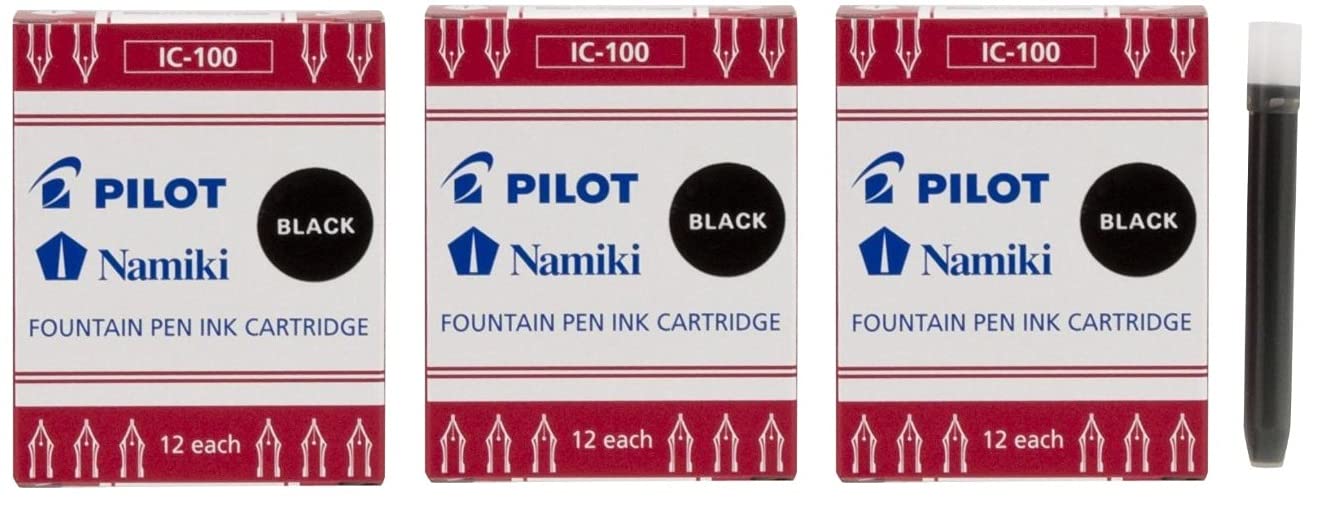 Lot de 3 boites de 12 cartouches PILOT NAMIKI CAPLESS IC-100 NOIR