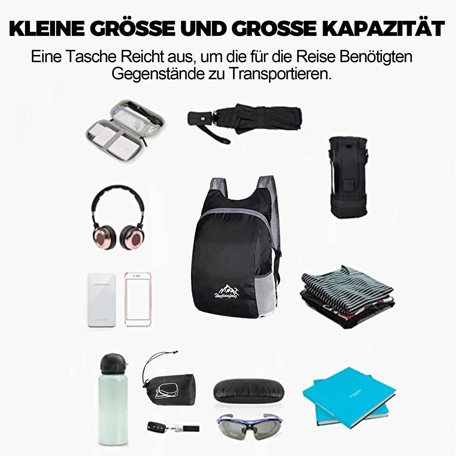 VIKY Składany plecak, ultralekki, wodoszczelny, 20 l, składany, praktyczny plecak podróżny, wodoszczelny, dla mężczyzn, kobiet, dzieci, na podróż, kemping