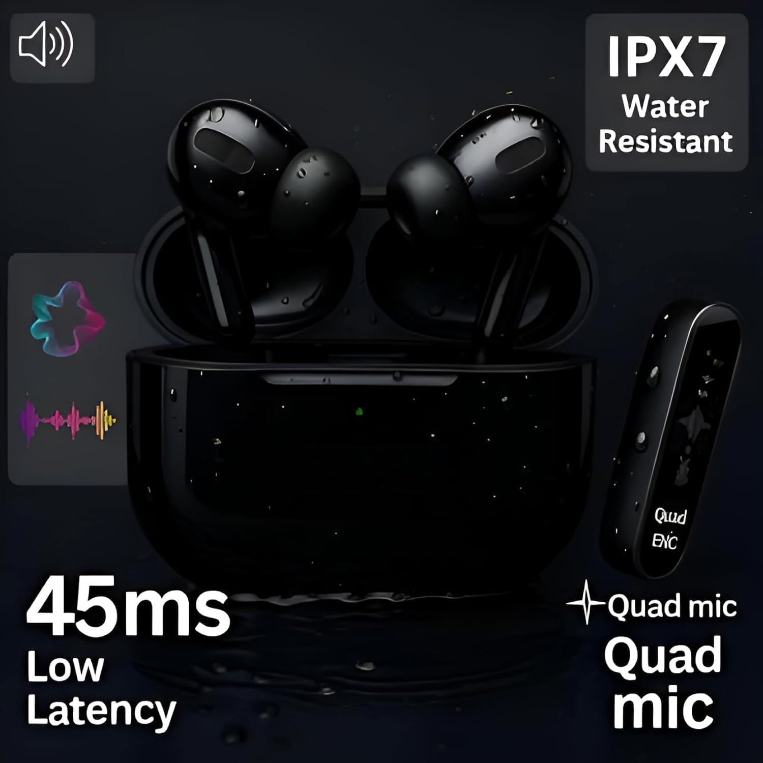 VarniEnterprise TWS Bluetooth Earbuds with Calling, Low Latency Gaming, HD Sound, Type-C Fast Charging, Noise Reduction, Wireless Earphones — Amazon image 2