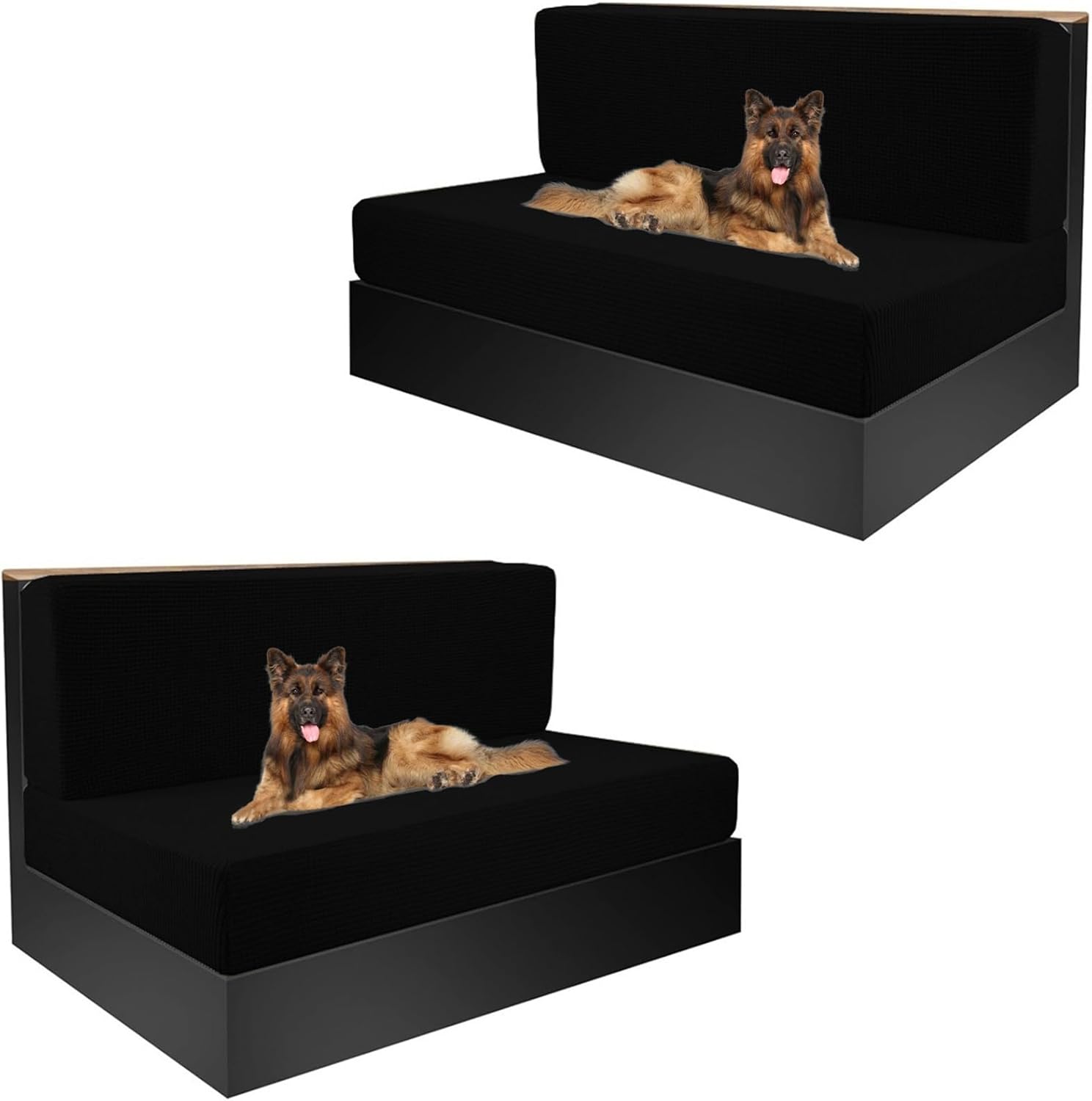 Stretch RV Dinette Booth Cushions Covers 1/2 Sets All Inclusive RV Couch Cover Backrest Cover Jacquard RV Booth Seat Cover Camper Car Bench Cover Sofa Slipcover (Color : Black, Size : 2 Sets)