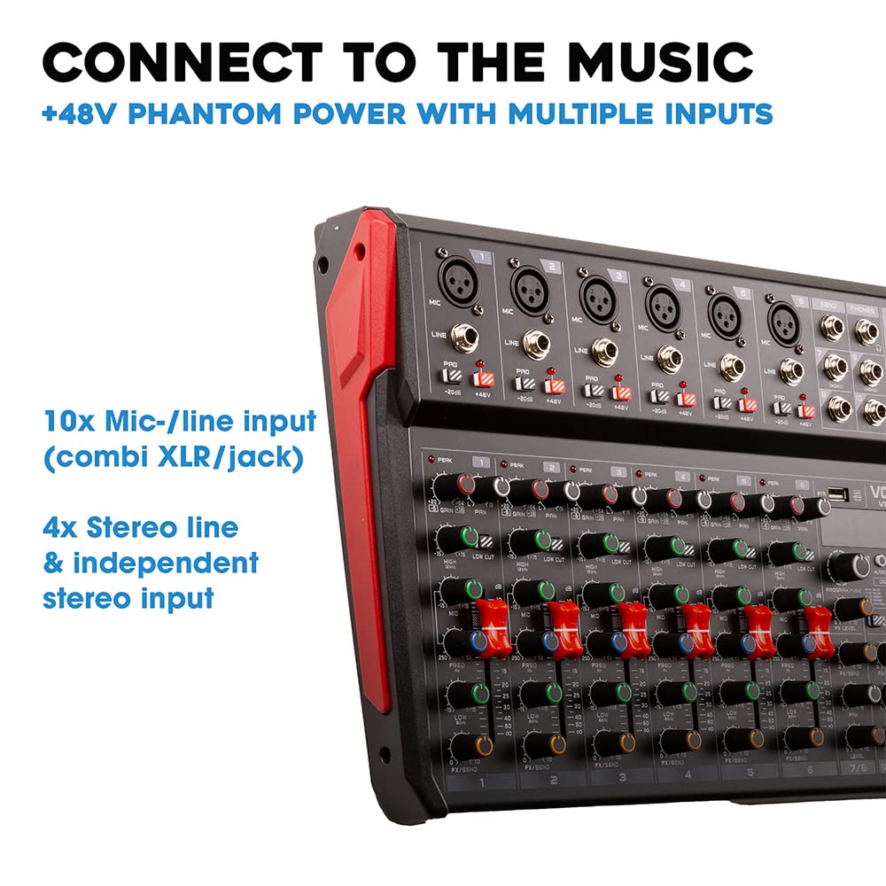 Vonyx VM-KG10-10-Kanal-Mischpult mit Bluetooth, DSP, USB-Audio-Interface, etc.