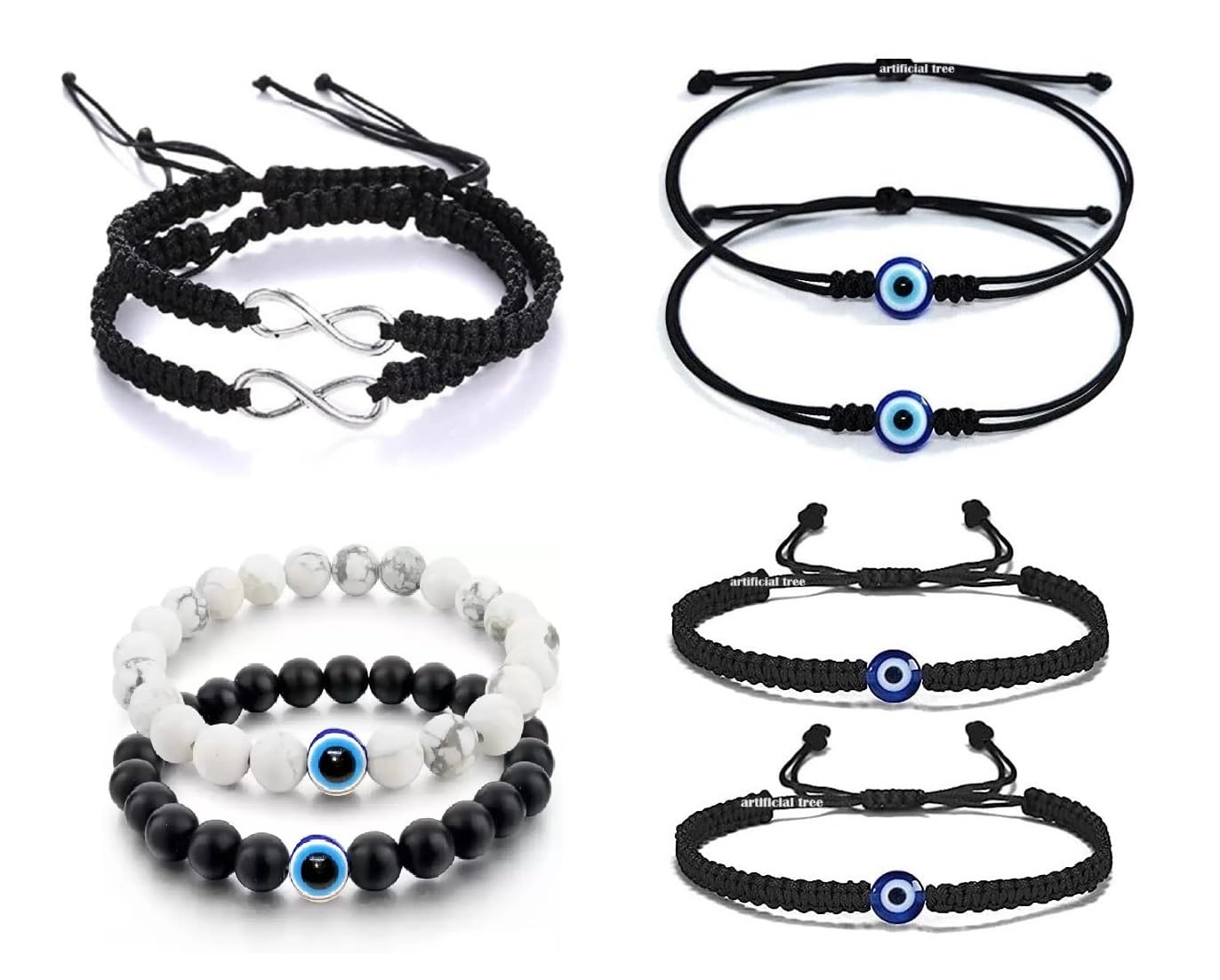 BLACK THREAD INFINITY BRACELET, BLACK WHITE MOTI BRACELET & EVIL EYE BRACELET | NAZAR BATTU | WOMEN, MEN & GIRLS 8 PIECE COMBO (BT GIRLS BRCT 009) (B0D9R7TKB1) Amazon Price History, Amazon Price Tracker