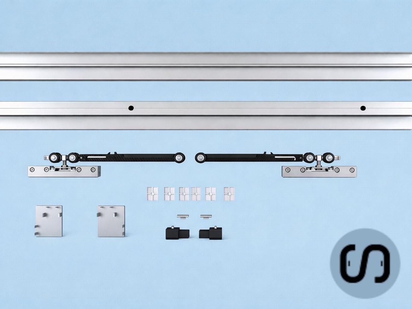 Glasschiebetür Komplettset Sadora® inkl. SoftClose Muschelgriff 900x2050mm ESG 8mm, Idea-Design