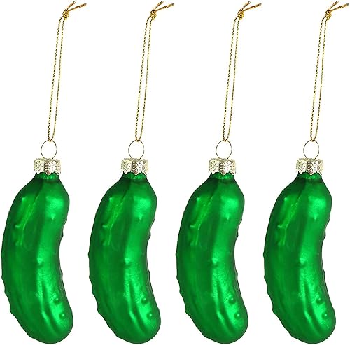 Miniatura 2 de 10 piezas de adornos de cristal de encurtidos de la suerte, adorno de cristal verde para árbol de Navidad para la familia, decoración de tradición,