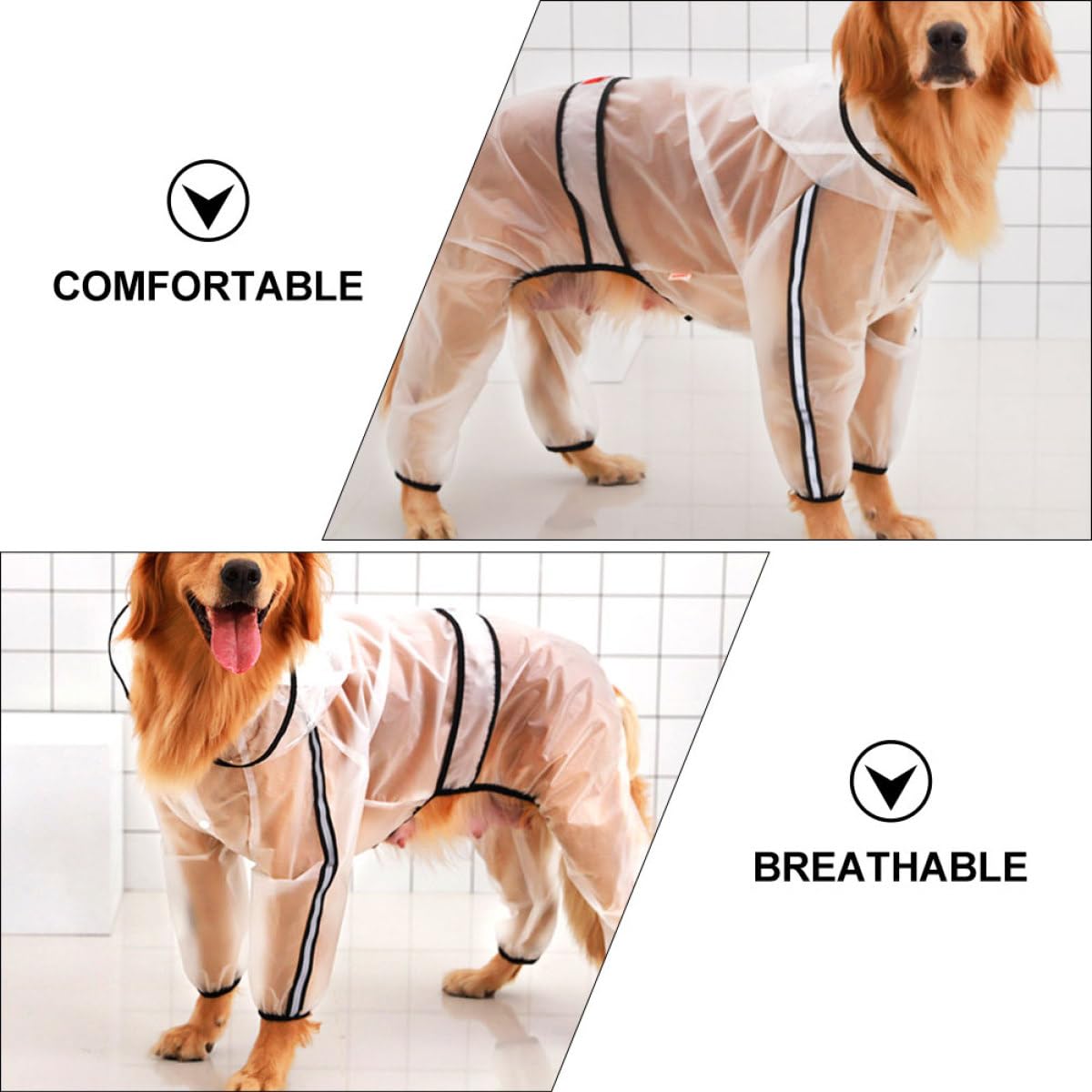 Atmungsaktiver Hunderegenmantel mit Kapuze und Vollständiger Abdeckung für Mittelgroße bis Große Hunde Robustes Material für Outdoor Einsätze und Regnerische Tage