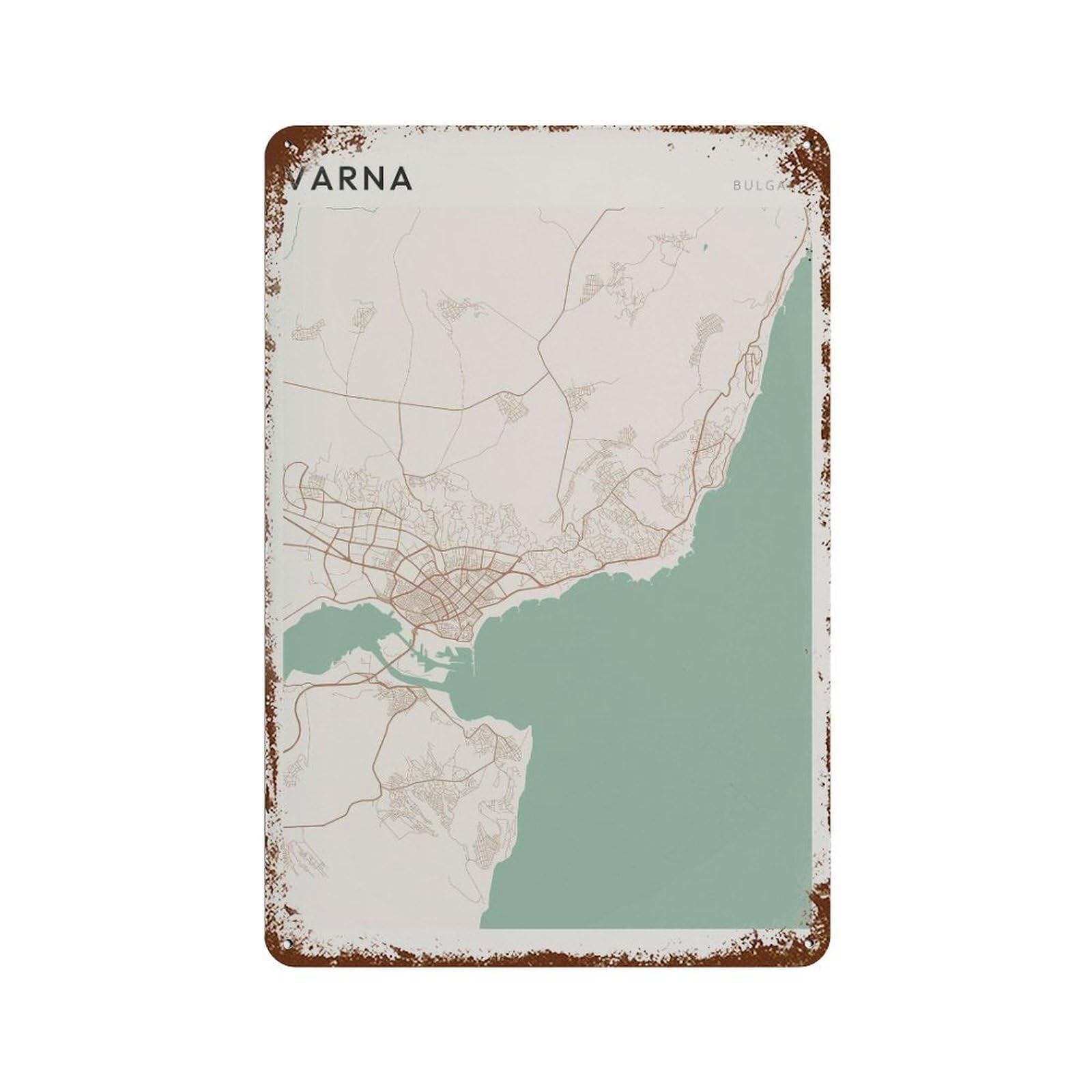 xiaoxiaoshen Varna Map Bulgaria Travel Gift Farmhouse Decor Wall Decor Art Metal Tin Poster Modern Home Decor Art Home Bar Shop Decorations Vintage Sign 30x20cm