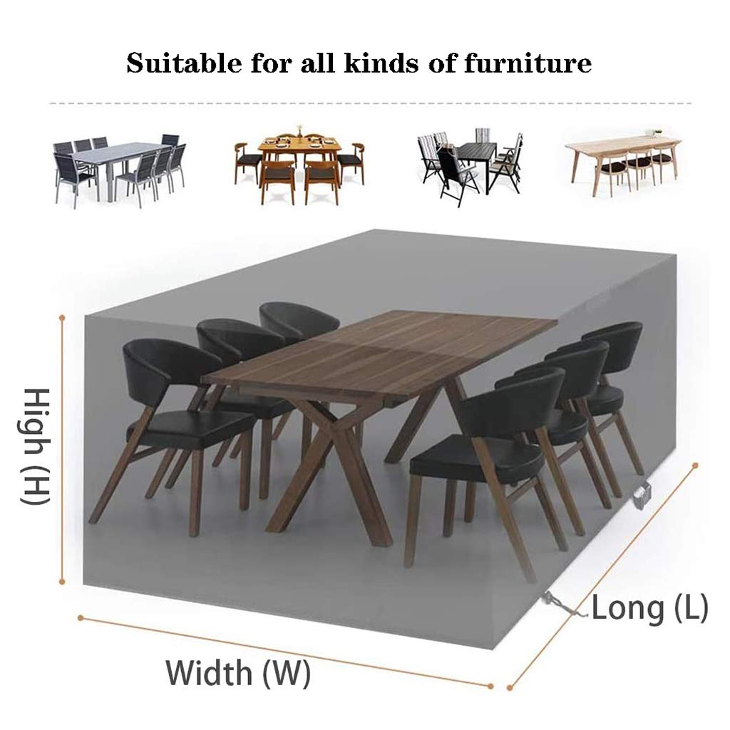 AUWUUA Housses Salon De Jardin Exterieur Imperméable, Housse Table De Jardin 210x125x100cm/LxWxH 420D Tissu Oxford Bache De Protection Avec Boucle De Verrouillage Pour Table Chaise Canapé, Argent