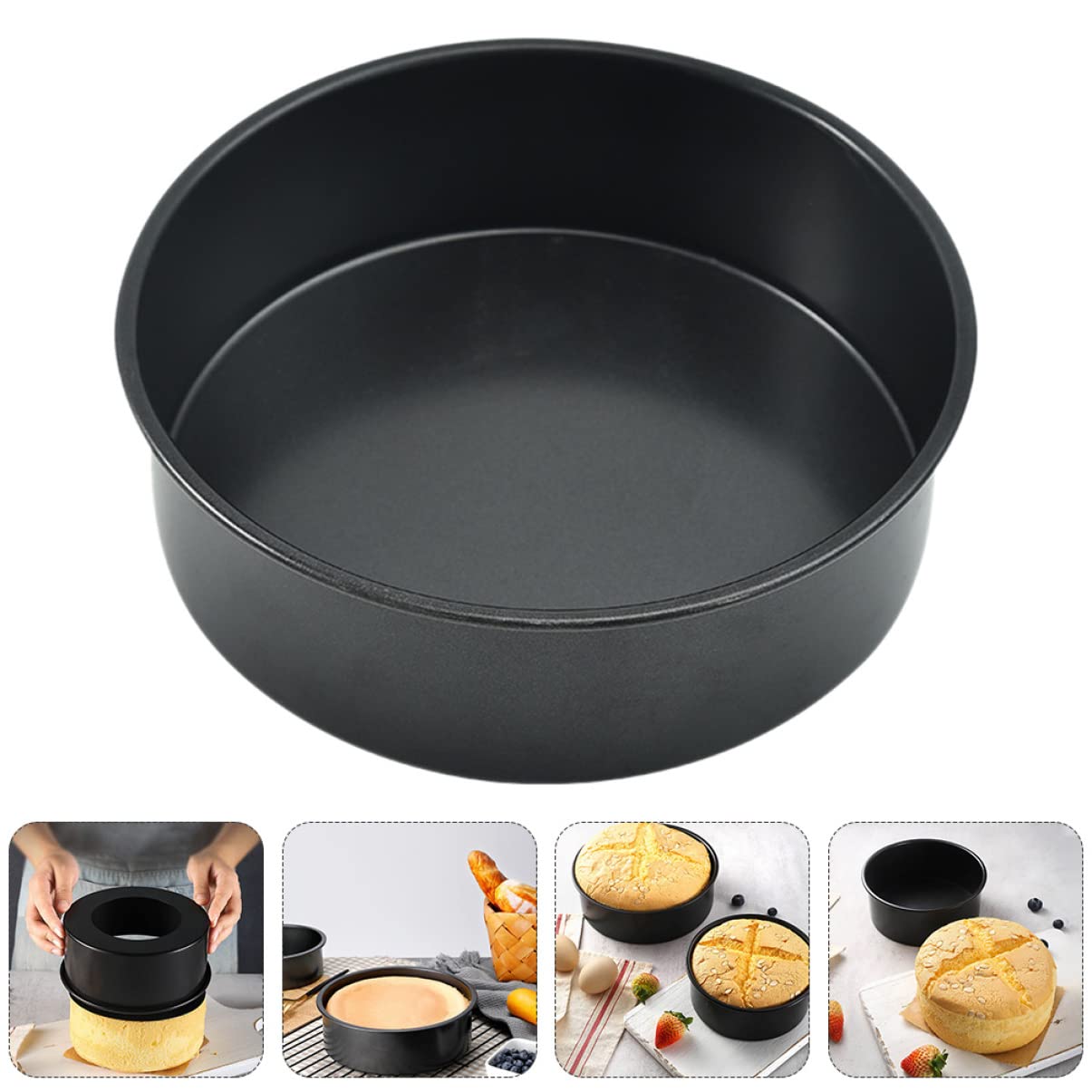 Mikinona 3pcs Non-stick Baking Pans with Removable Bottom Carbon Steel Bakeware for Cakes and Pizzas Easy to Cooking Option for Family Gatherings