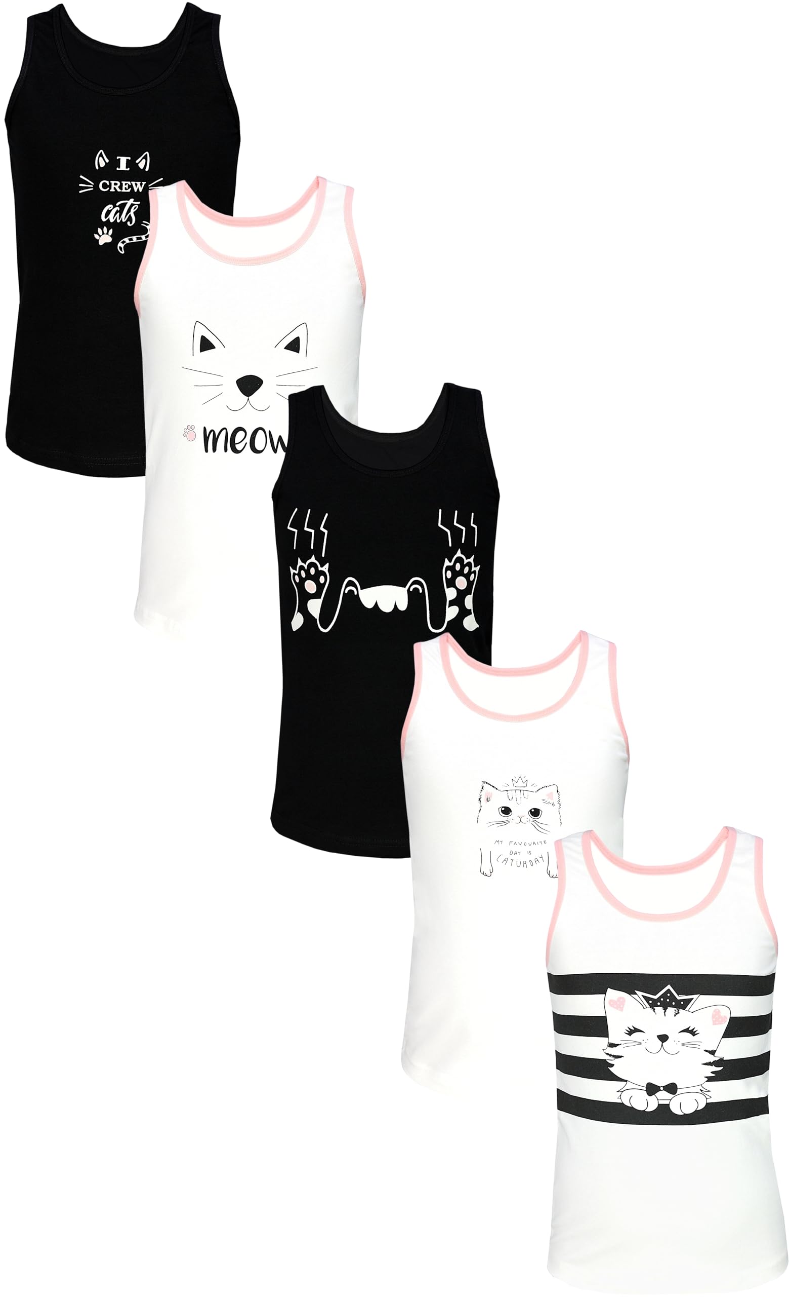 TupTam Maillots de Corps Fille 5 Pièces – Débardeurs en Coton Confortables et Respirants