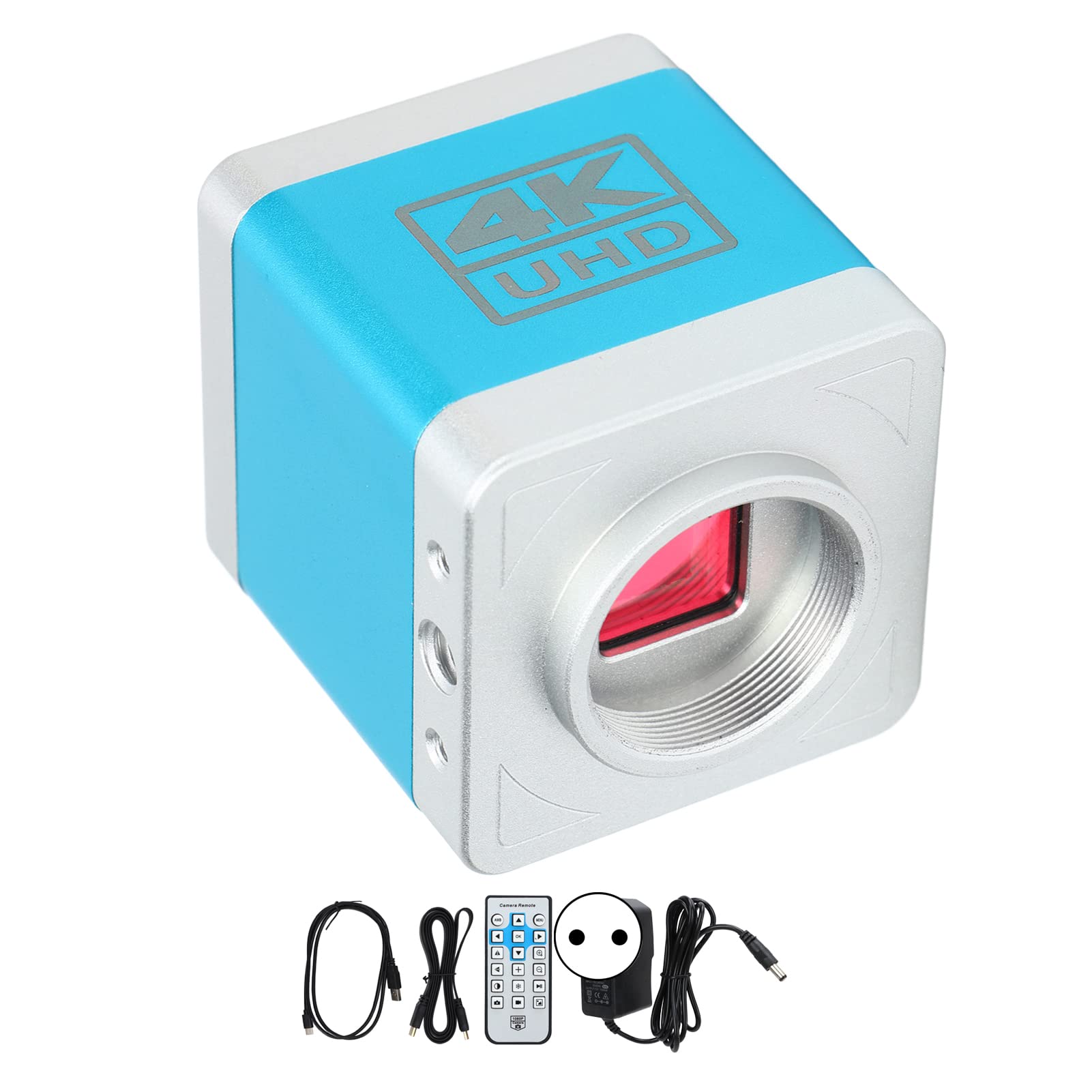 Cámara de Microscopio de Video, 4K 1080P Salida USB2.0 Interfaz Multimedia HD Cámara de Microscopio con Montaje en C Cámara Industrial con Zoom Digital de Aleación de Aluminio
