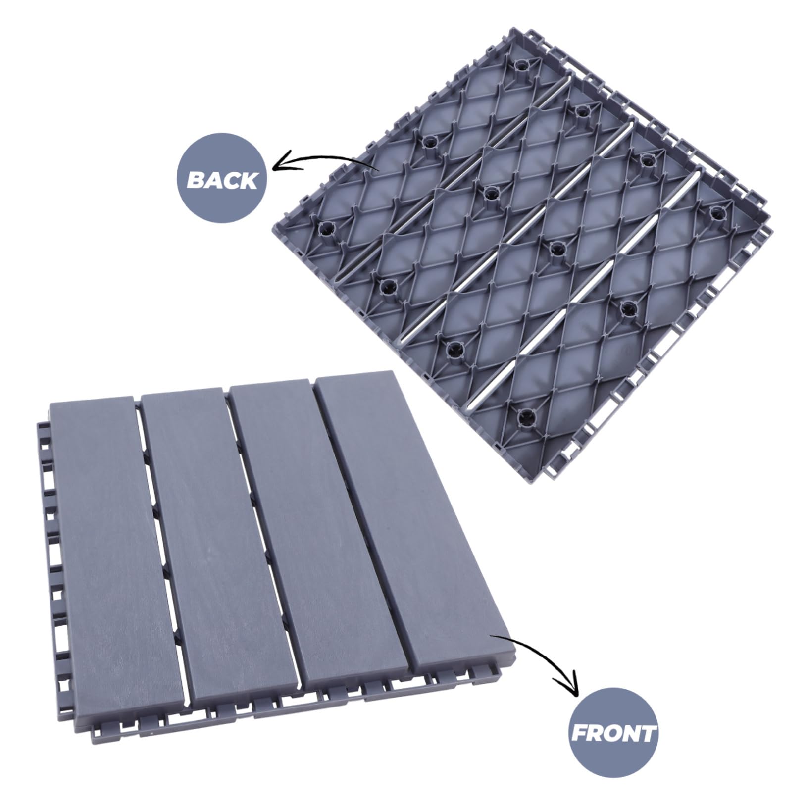 Uonlytech 6 Baldosas de Plástico Pp para Suelo de Patio y Baño, Instalación Fácil y Desmontaje Sencillo, Ideales para Decoración de Exteriores y Terrazas