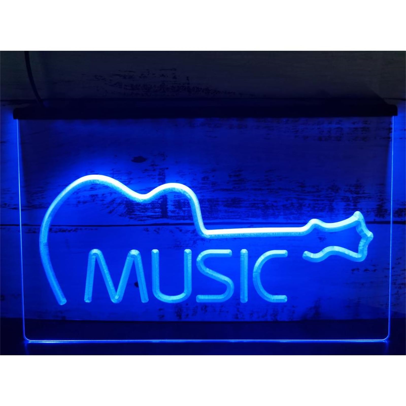 YSOLDA Insegna al Neon a LED per Chitarra Musicale, luci al Neon incise 3D alimentate Tramite USB Personalizzate con dimmer, per Bar Musica dal Vivo Appeso a Parete Decorativo dimmerabile,Blu,40x30cm