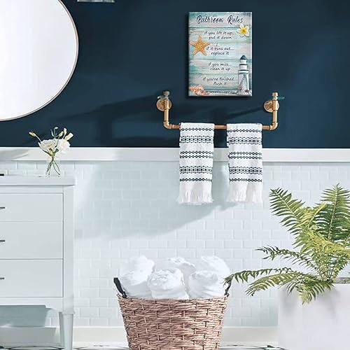 Miniatura 7 de Decoración de baño de playa, conchas marinas, faro, decoración de baño, impresiones en lienzo, divertido letrero de baño, decoración de pared