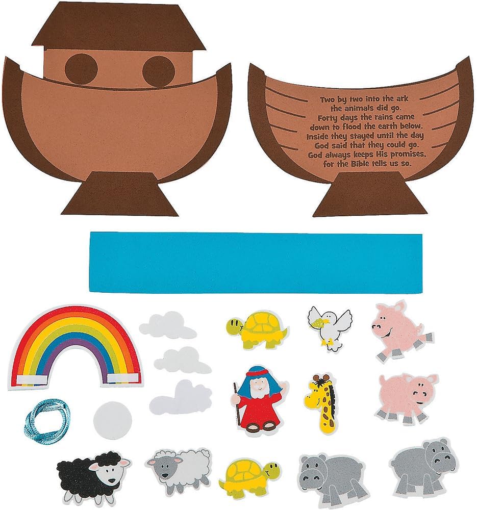 Fun Express Noahs Ark Craft Kit - Makes 12 - Sunday School, Religious Crafts for Kids - VBS Vacation Bible School Supplies/Decor