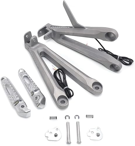 Vista 7 de HTTMT - (Luz LED de señal de giro) Soporte para reposapiés trasero plateado compatible con 05-06 Hond CBR600RR [P/N: MT390-011A-SR]