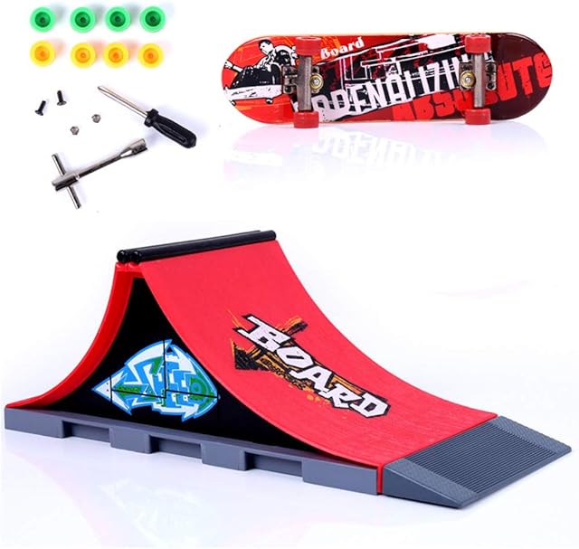 Sipobuy DIY Assembly Mini Finger Skateboard Deck Truck Skate Park Board With Ramp Accessories Sets (Scene A)