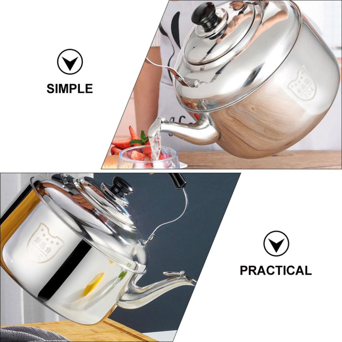 Pfeifender Wassertopf aus Edelstahl, 7l, für Küche und Tee
