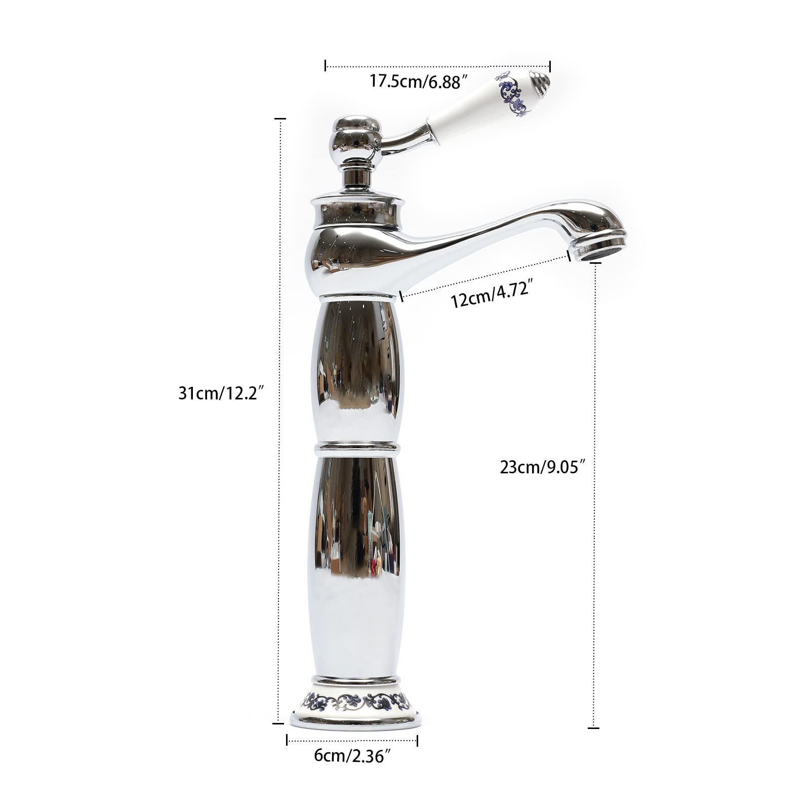 Retro armatura umywalkowa jednouchwytowa umywalka armatura armatura antyczny mosiądz bateria mieszakowa Faucet z 2 wężami przyłączeniowymi do łazienki, kuchni, srebrna