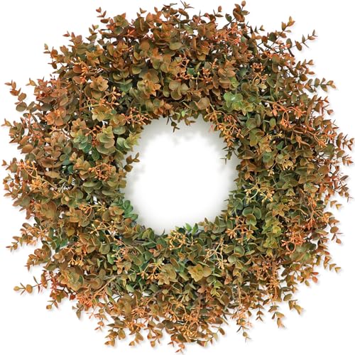 26" Fall Wreath for Front Door - Large Artificial Eucalyptus Leav...