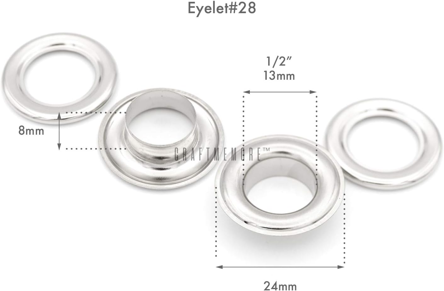 CRAFTMEMORE 1/2" Grommet Tool Kit Eyelet Setting Tool Grommet Setter Hole Punch Cutter & Pack of 10 Grommets (1/2 (13mm) Inside Diameter)