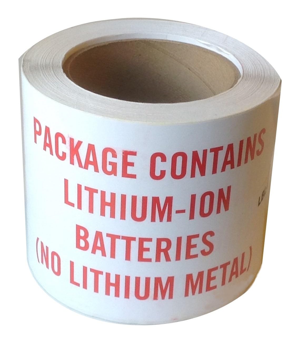 Warning Label - Package Contains Lithium-ION Batteries…, 4" X 6", Red Letters on Glossy White Paper, Peel & Stick - Roll of 200 Labels