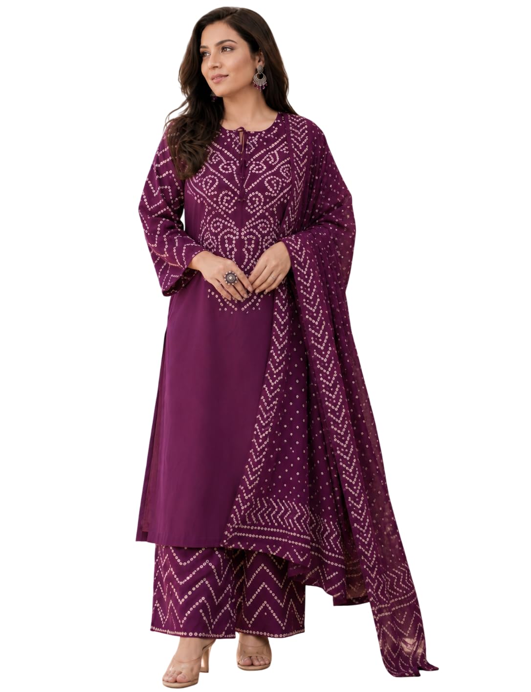 sun fashion and lifestyle Kurta Sets for Woman | Kurti Set | Women's 3 Piece Kurta Pant Dupatta Set | Rayon Kurta Woman | Elegant Suit for Women | Dupatta (KPD67_Wine)-picture-37