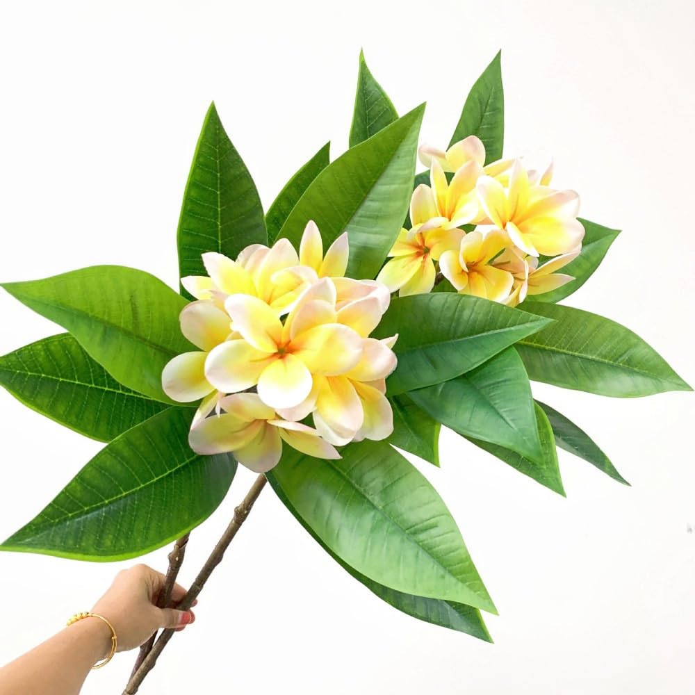 XIYUAN 35.5 Inch Artificial Frangipani Stems