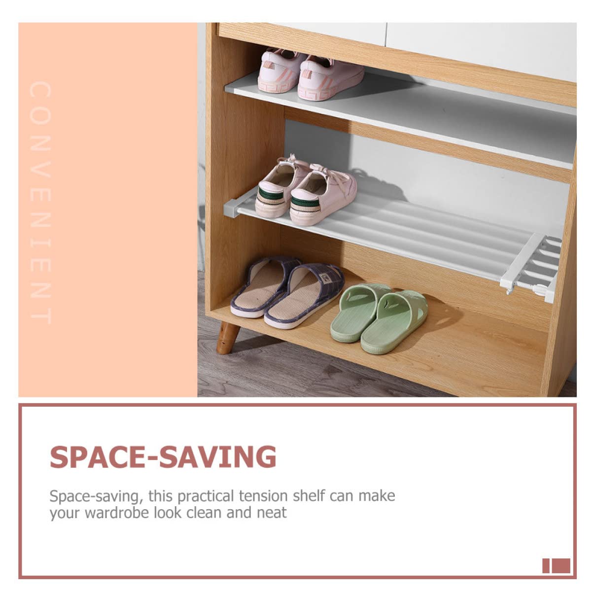 Mipcase Separador de Armario Extensible de Plástico Blanco 50-80 Cm | Diseño Retráctil, Ancho 24cm, para Gabinete y Ropero, Organización por Niveles y Ahorro de Espacio