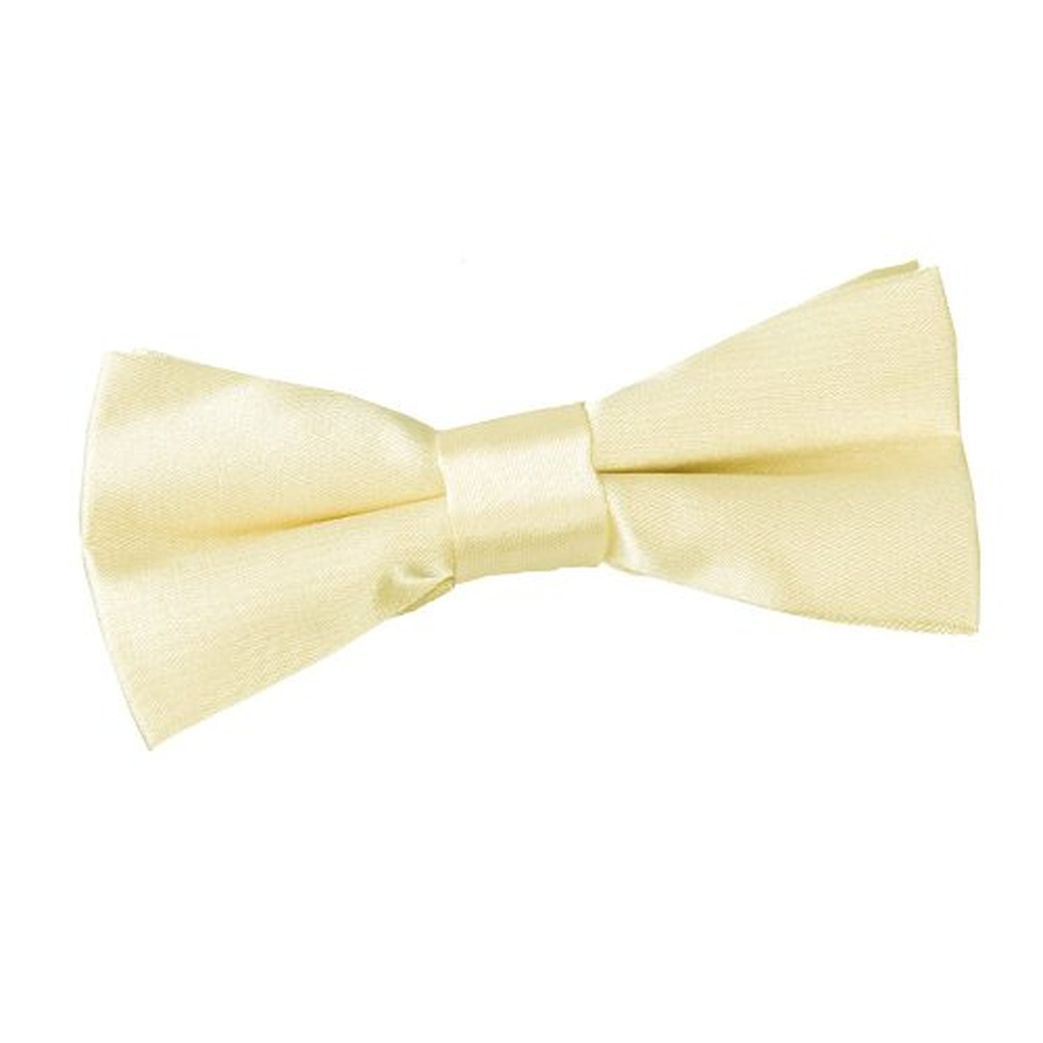 DQT Boys Plain Glossy Satin Pre-Tied Bow Tie – Wedding, Party & Formal – Champagne