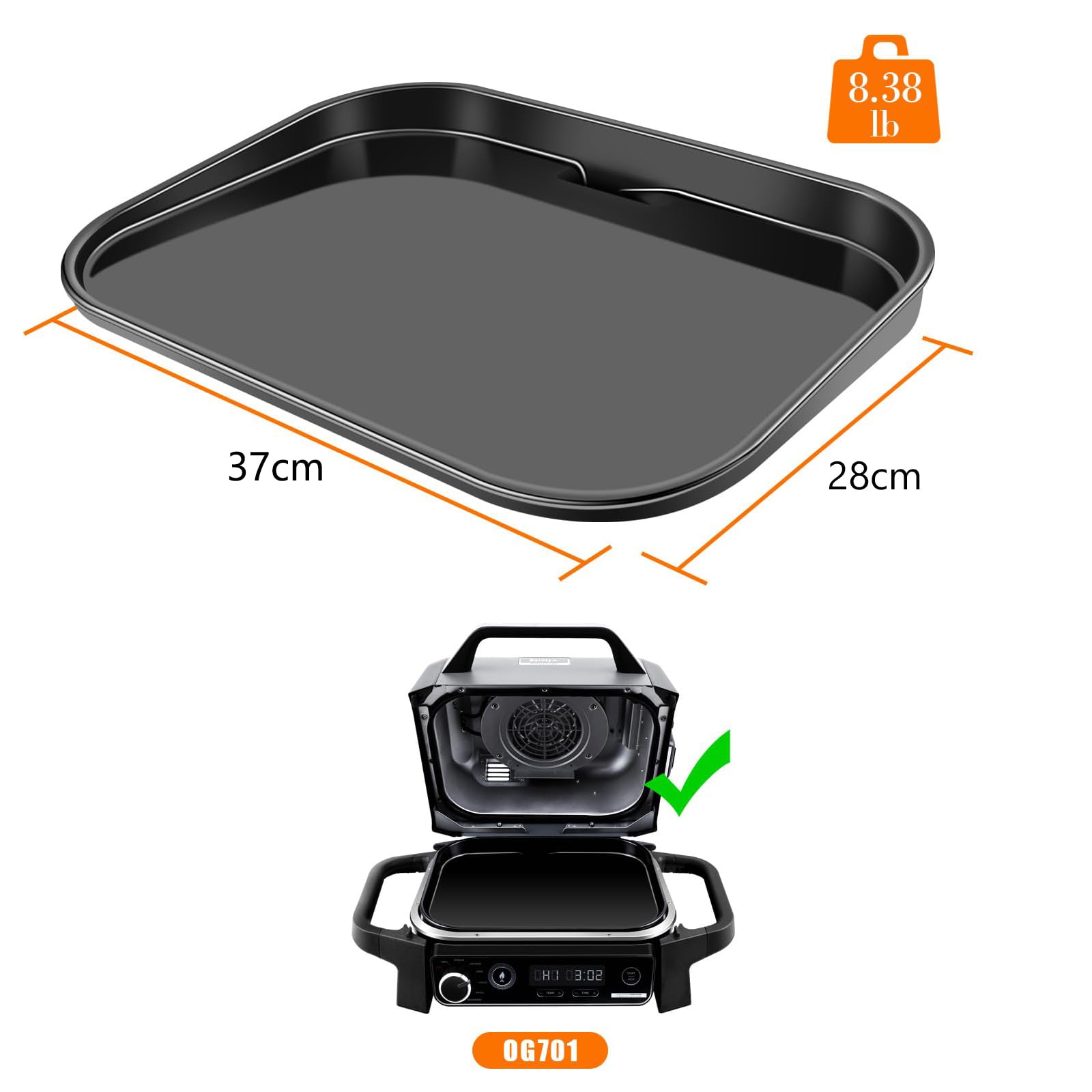 Plaque Chaleur Barbecue 37 Cm - Acier Porcelaine, Compatible Nombreuses Marques - 7