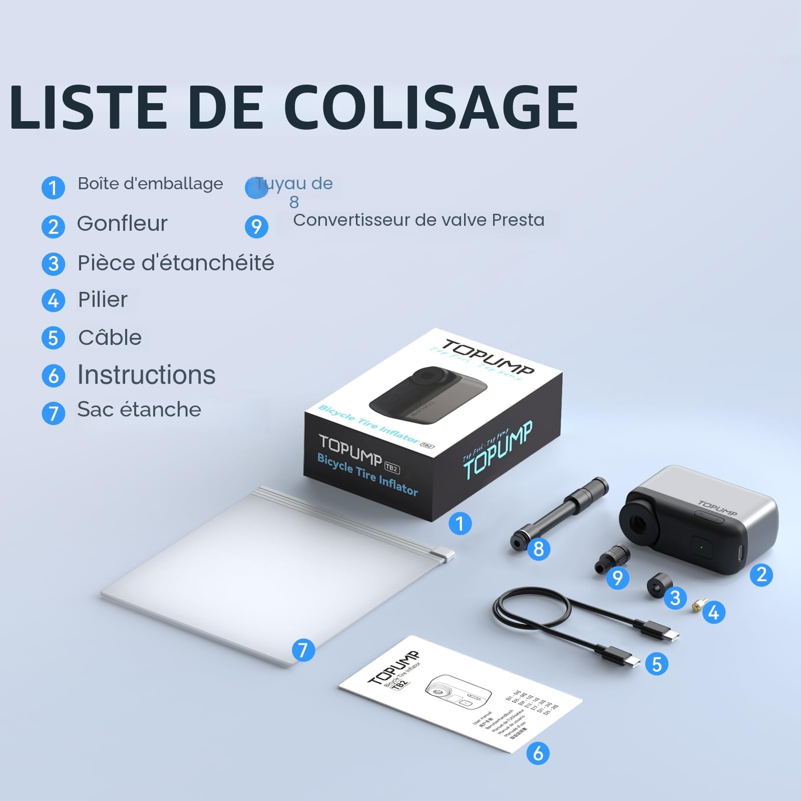 Mini Pompe à vélo, Pompe à vélo électrique Portable, gonflage Rapide 120PSI, Batterie Rechargeable Type C, avec valves Shrader et Presta pour vélos de Route (sans Affichage)
