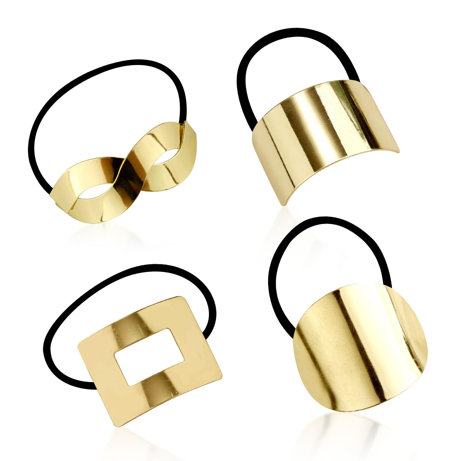 4 Piezas Pinzas para el Cabello, Ligas para el Cabello Bandas para el Pelo de Cola de Caballo Coletero de Metal para el Pelo Accesorios para el Cabello con Estilo Retro para Mujer
