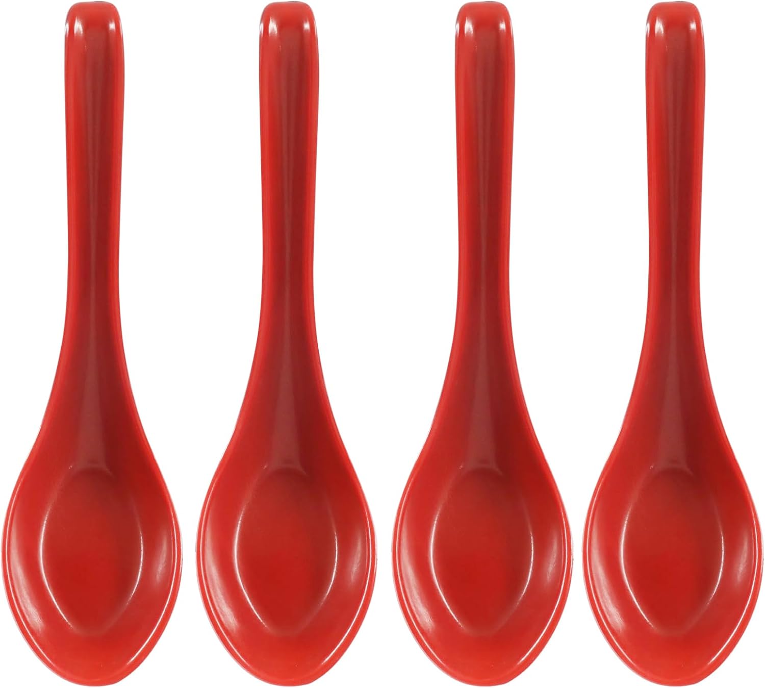 4 Pcs Soup Spoons, Black and Red, Long Handle Style B