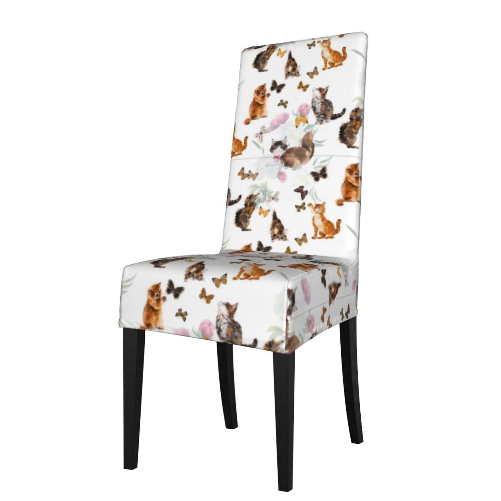 YYHWHJDE Cat Butterfly Prints Protection Cover for Dining Chair – Stretchable Slipcovers for a Refreshing Dining Room Makeover