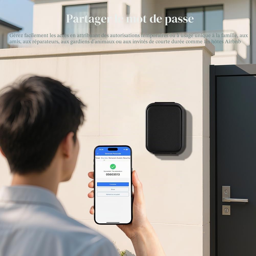 Boite a Clefs Securisee Exterieur avec Code Numérique Extérieur - Boite a Clef Bluetooth avec Code pour L'extérieur - Smart Lock - Code PIN à 12 Chiffres - Étanche et Montage Mural