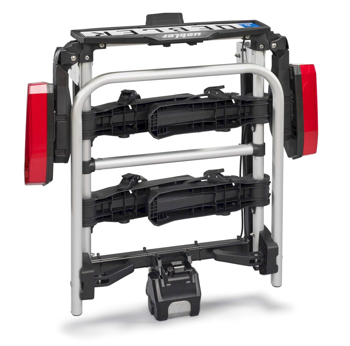 Uebler Heckträger H21 Z 90° Abklappwinkel - Fahrradträger für 2 Fahrräder - E-Bike geeignet - Aluminium - Wegklappbar - 60 kg Zuladung