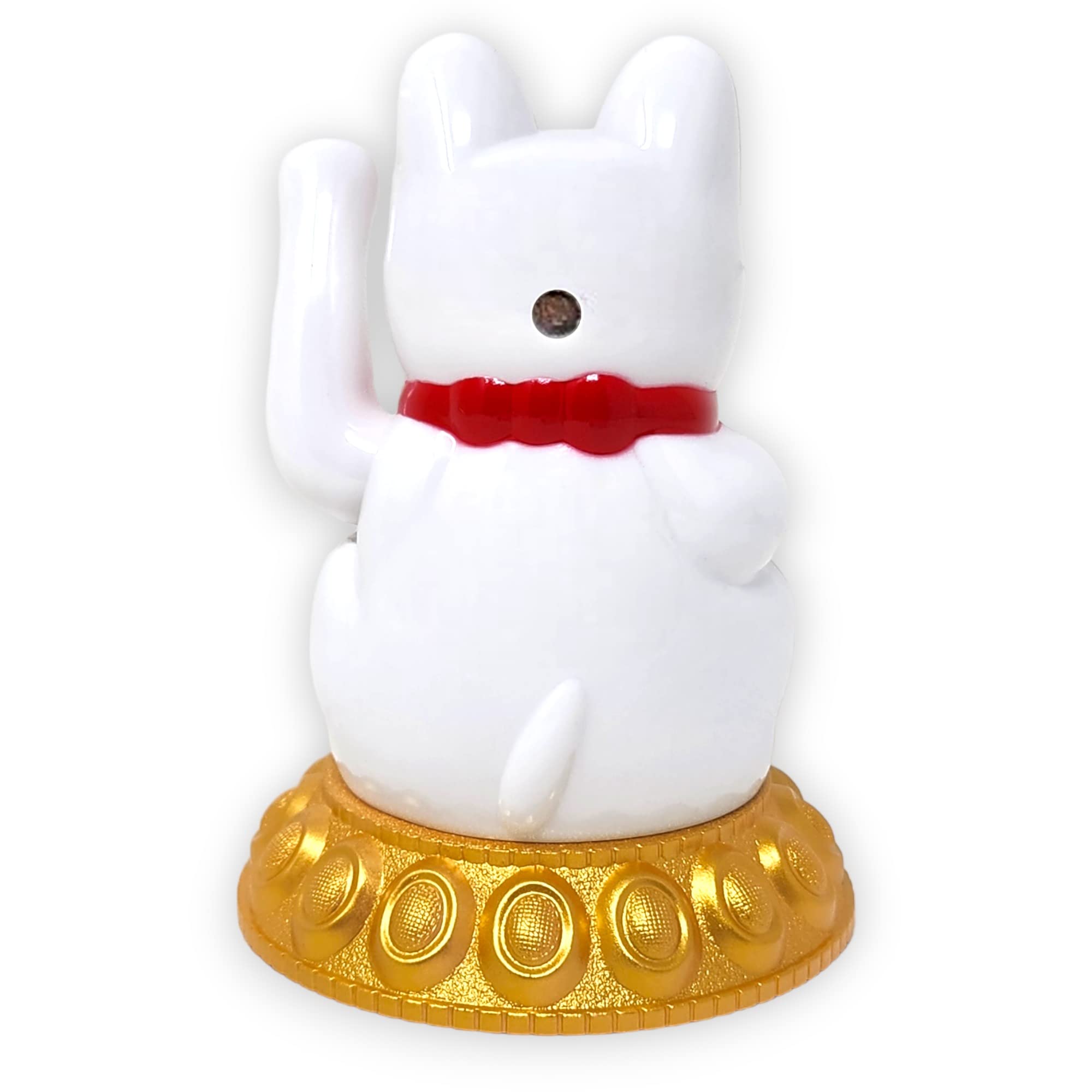 Starlet24® Machająca kotka szczęścia Winkekatze Lucky Cat Maneki-Neko Machająca japońska Maneki-Neko (Biały z ogniwami słonecznymi, 12 cm)