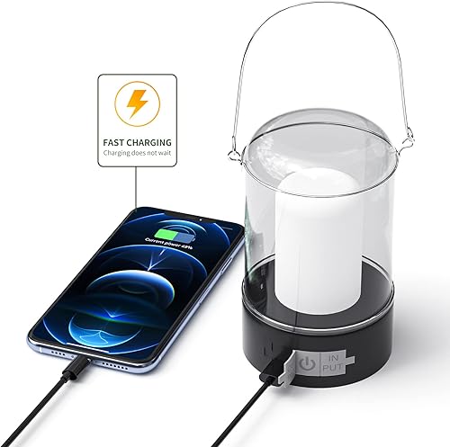 UPFOX Linterna de campamento recargable para exteriores, linterna de supervivencia portátil LED para huracanes, emergencias (modelo recargable, sin