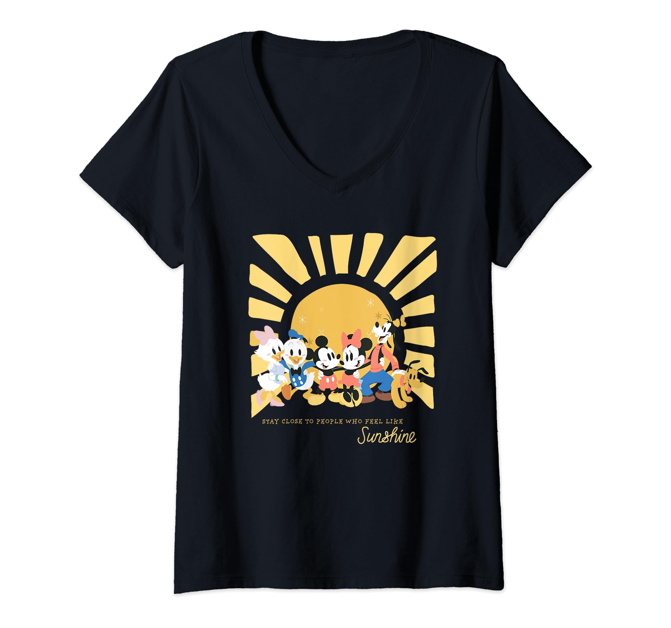 T-shirt Mickey Disney col V coton imprimé mode décontractée