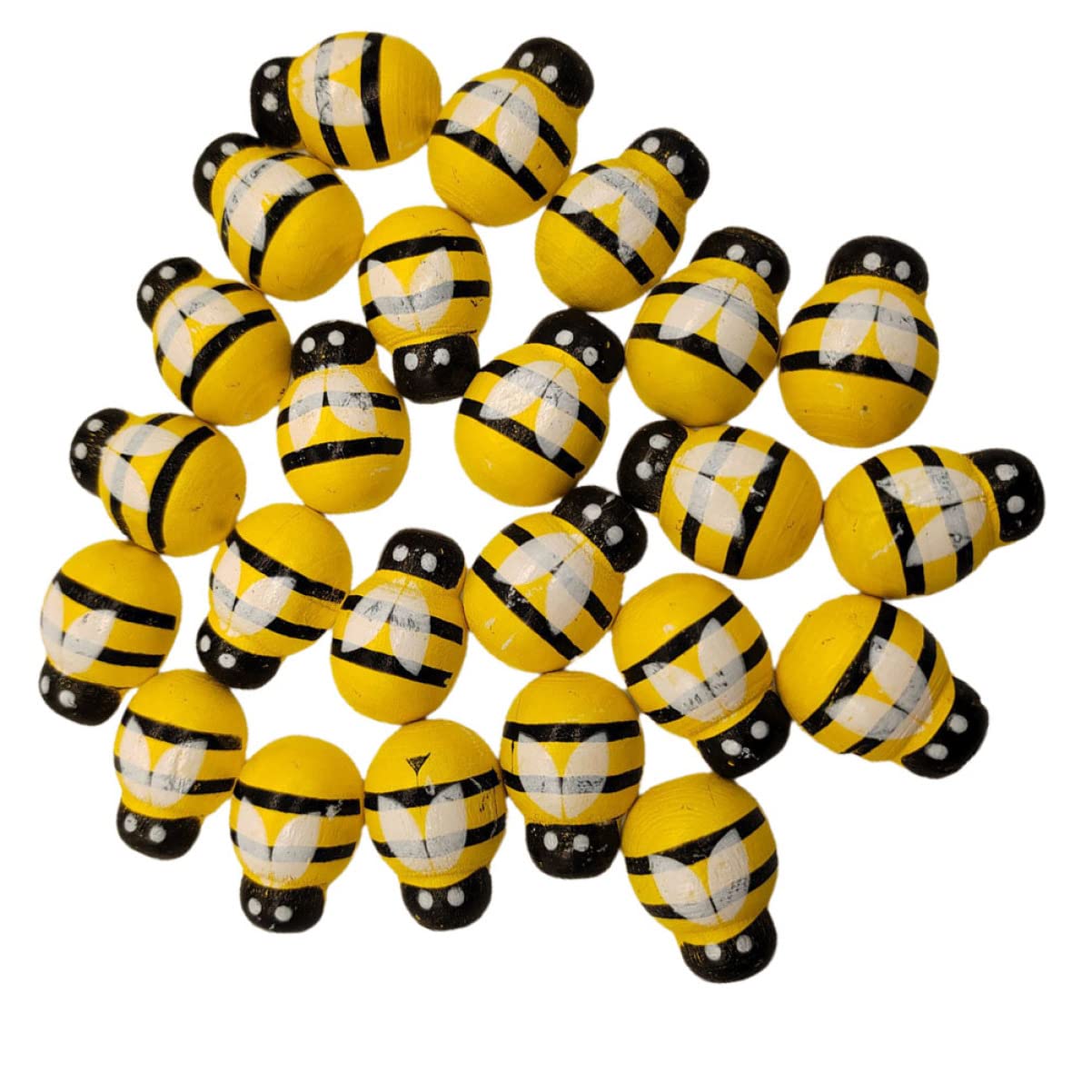 Objets d'art en bois d'abeille jaune pour égayer un pot de fleur terne