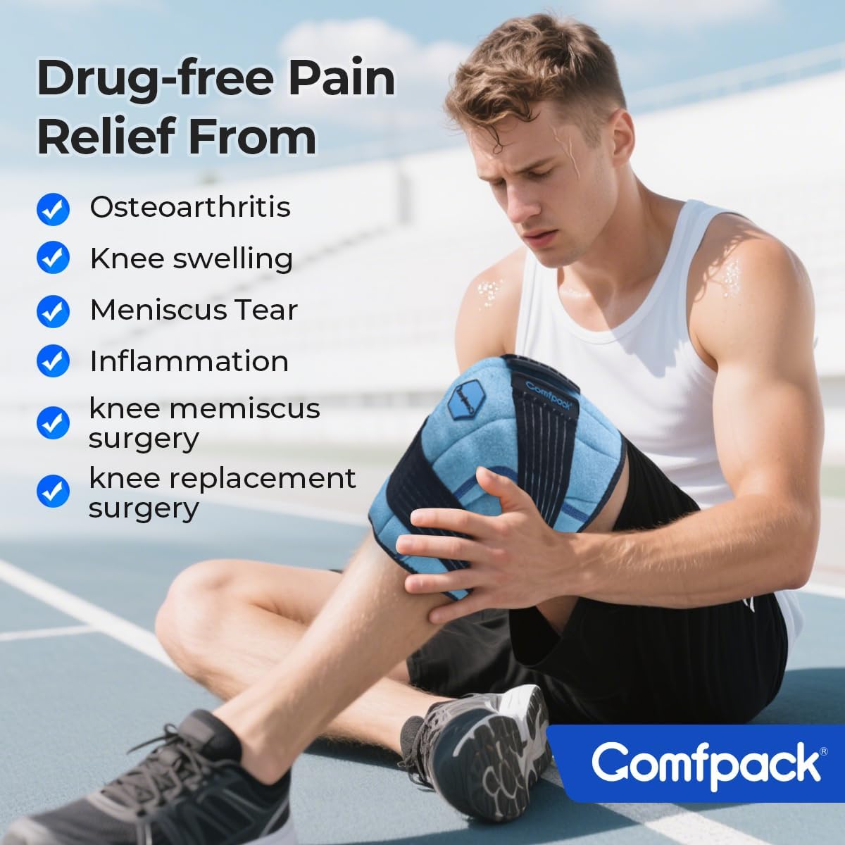Knee Ice Pack Wrap - 2 Hour Relief -3 Knee Ice Pack Wrap - 2 Hour Relief -3