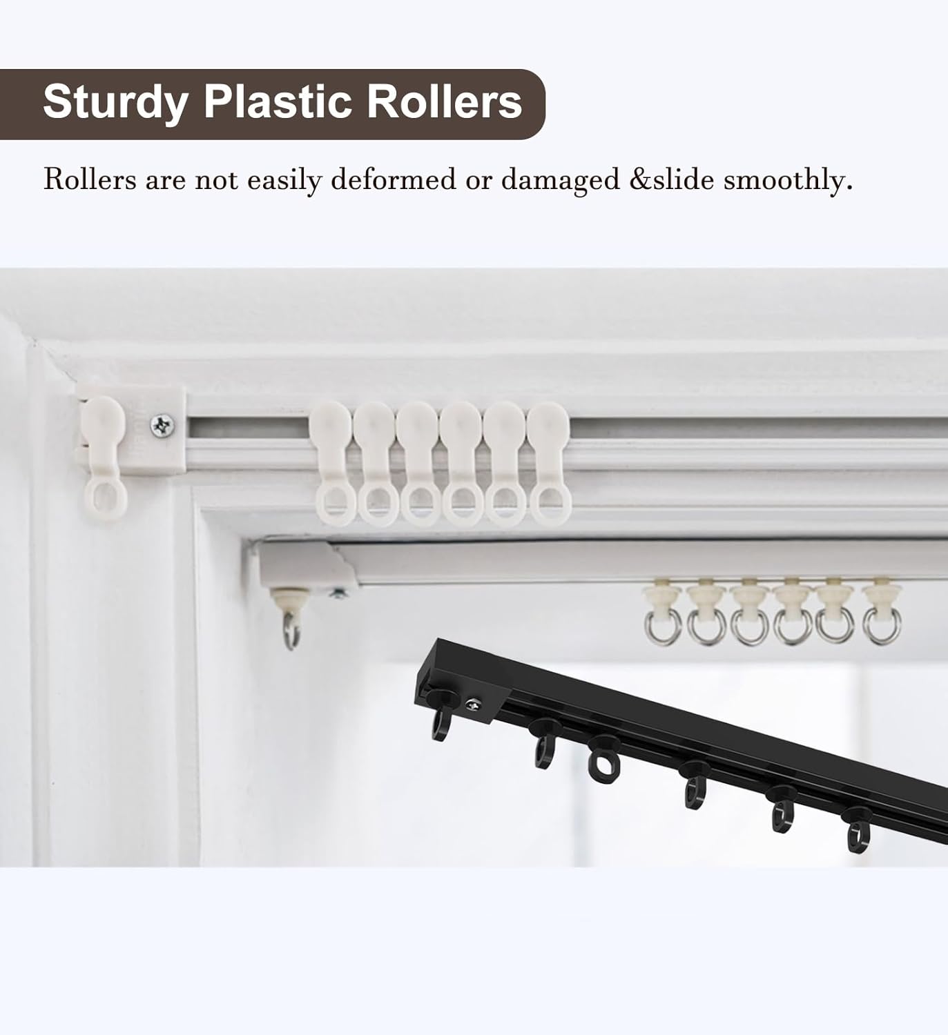Sliding Curtain Track for Bathroom, Self-Adhesive Wall/Ceiling Mount, No Damage, 5.9m (19.4ft) Curtain Rail, Easy Installation, Durable Curtain Rod System