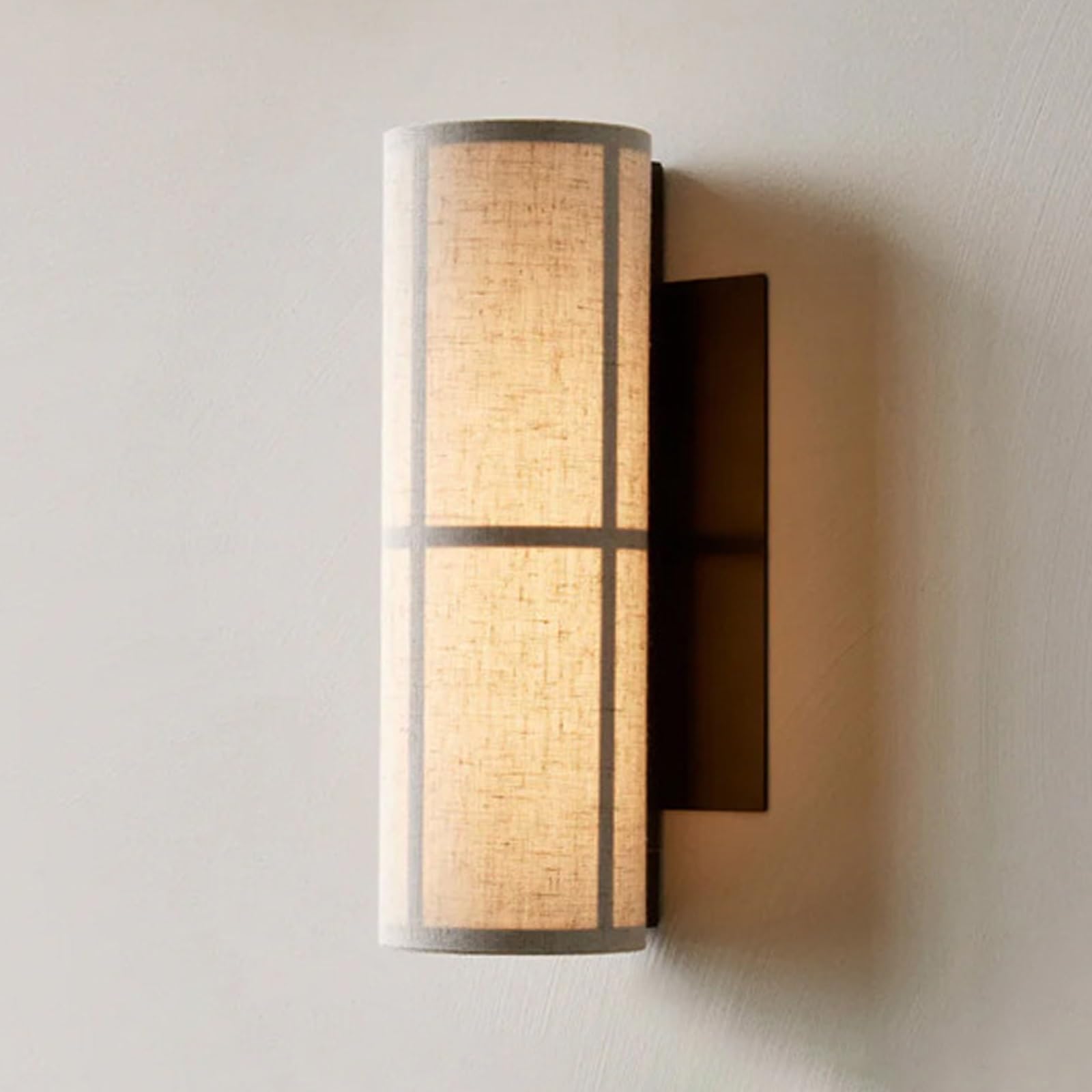 SXWNBIFH Simple Wall Sconce Lighting Linen Fabric Wall Lamp Industrial Vintage Night Light Wall Lamp Fixture in Cylindrical Design for Bedroom Living Room Hallway Corridor