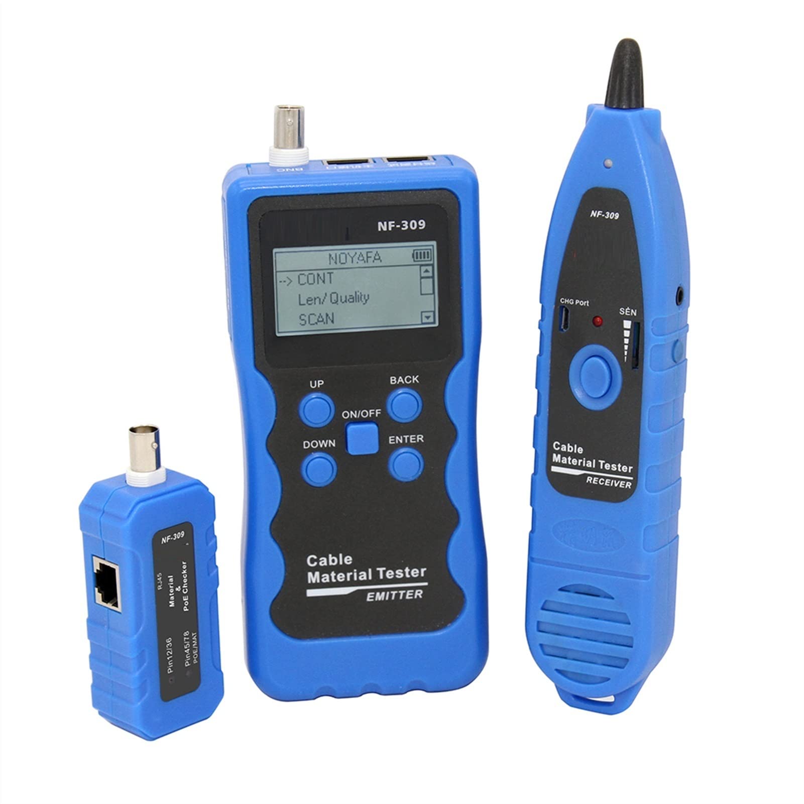 Detector de pared, Nf-309 Probador de cables LCD Localizador de alambre de prueba de longitud de pantalla Poe Compruebe el rastreador de materiales del cable Poe Función