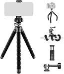 NEEWER T91 Flexible Tripod for iPhone, Mini Cellphone Tripod Stand for Vlog, 2 Magic Arms/Shutter/Phone Clamp/Action Camera Mount Compatible with GoPro Hero 12 Compatible with iPhone 15 14 Pro Max