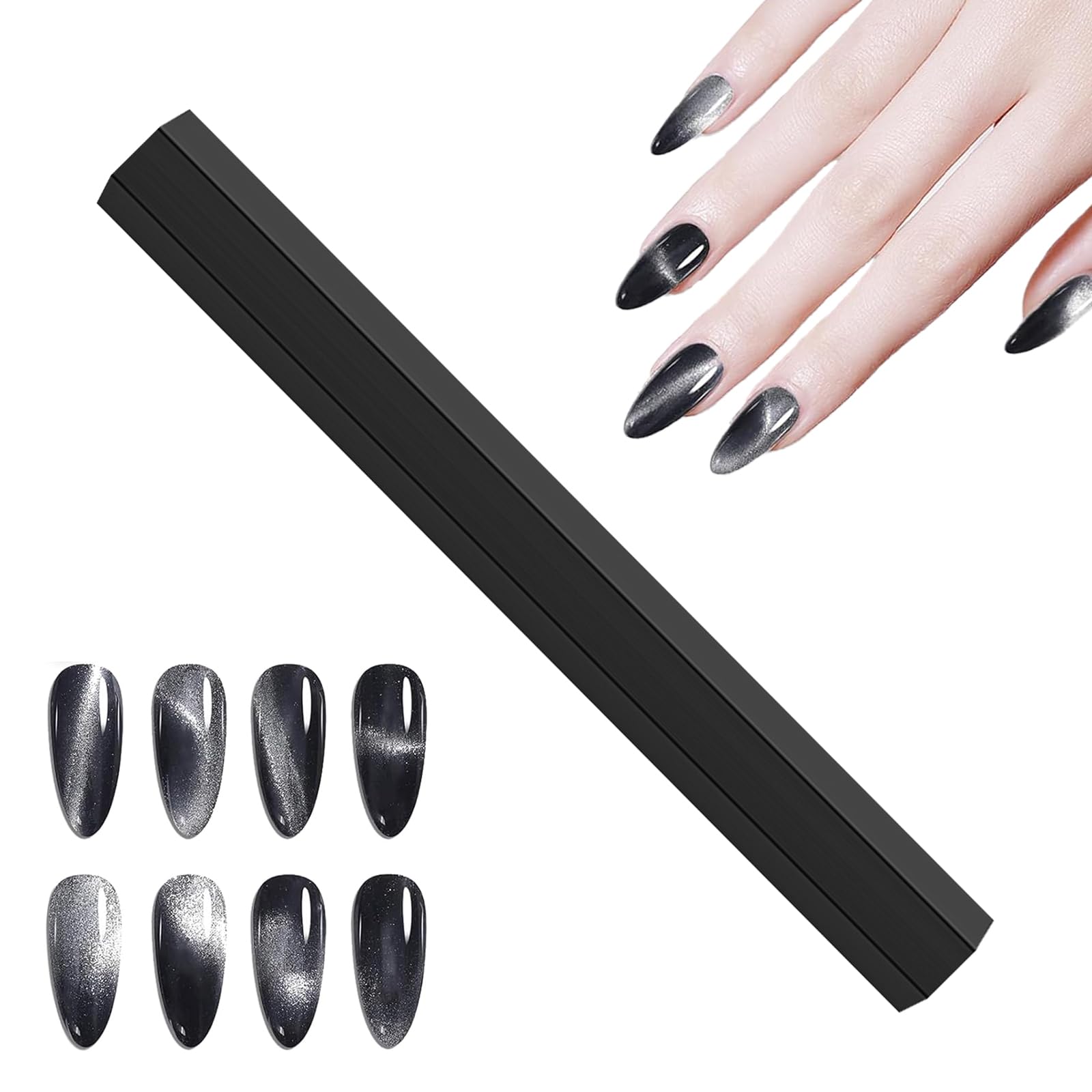 DANNEASY Cat Eye Nail Magnet Tool (Black), Large Size Nail Art Magnet Stick Cat Eye Magnetic Nail Polish Strong Nail Magnets Wand Cat Eye Gel Nail