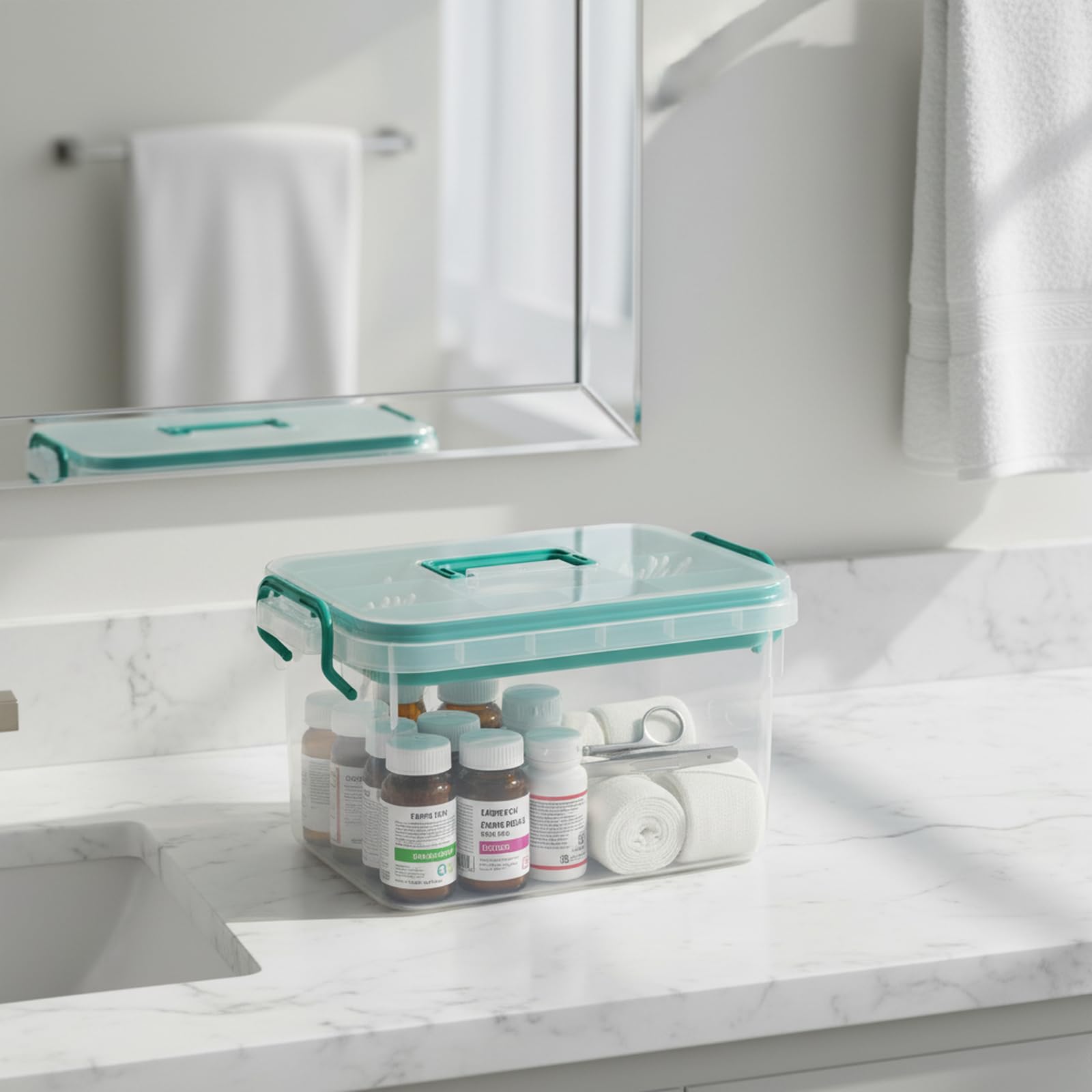Readsky Caja Medicamentos Grande, Botiquín de Medicina de Plástico, Transparente
