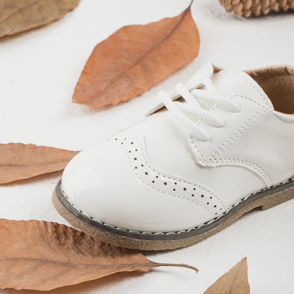 Meckior Toddler Boys Girls Black Dress Shoes Little Kid Oxford Shoes Wedding Church Dress Shoes PU Leather Lace Up School Uniform Loafer Flats - Image 6