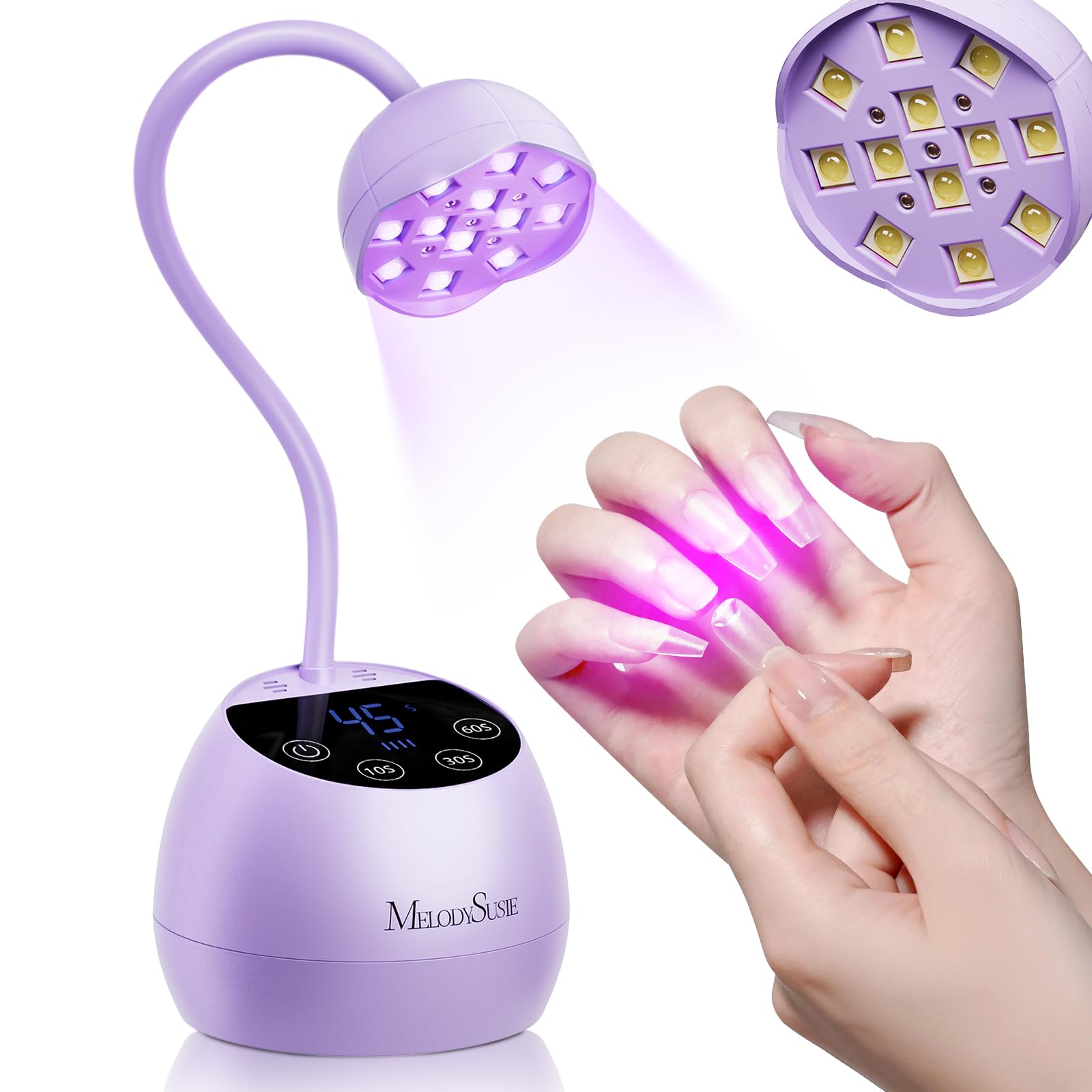 MelodySusie Gooseneck Cordless UV Nail Lamp P-ArtM2 Light for Nail Tips