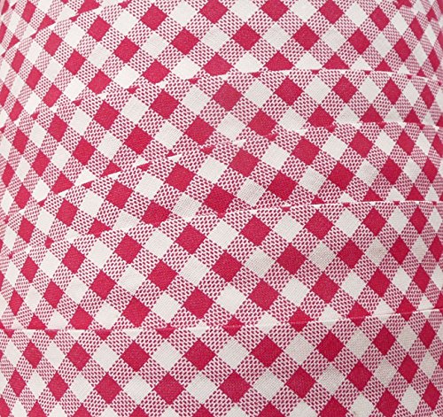 Bies/correia de tecido - orifício "vermelho/branco xadrez" 20 mm/algodão (10 metros)